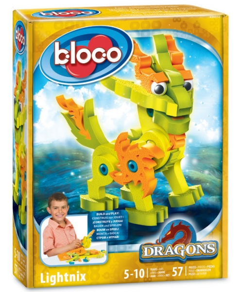 Конструктор  Bloco Дракон «Лайтникс» для детей с 5 лет. 57 деталей. 