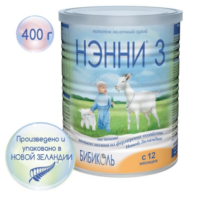 Детский молочный напиток НЭННИ 3 - 400 гр. для детей от 1 года на основе натурального козьего молока.