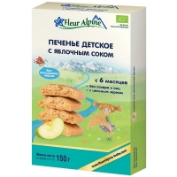 Детское печенье Fleur Alpine С ЯБЛОЧНЫМ СОКОМ 150 гр. Organic для детей с 6 мес.