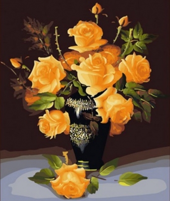 Набор для раскрашивания по номерам (Букет желтых роз) 40x50 см.