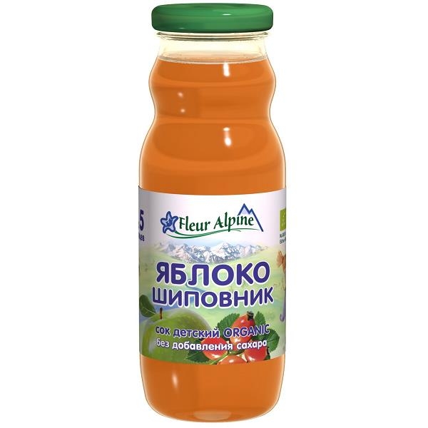Детский сок Fleur Alpine ЯБЛОКО-ШИПОВНИК 200 мл. Organic для детей с 5 мес.