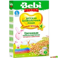 Каша Bebi Premium гречневая безмолочная низкоаллергенная с пребиотиками 200 г - для детей с 4 мес.