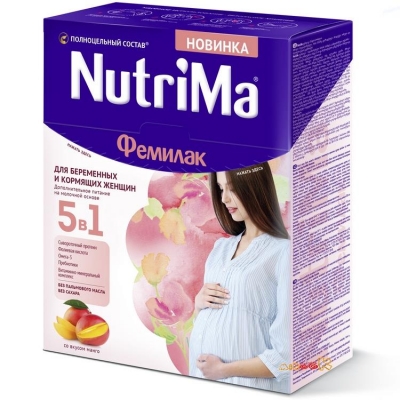 Молочный напиток NutriMa Фемилак для беременных и кормящих мам со вкусом манго 350 грамм.