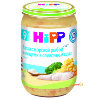 Пюре HiPP лапша с морской рыбой и овощами в сливочном соусе 220 грамм для детей с 9 месяцев.