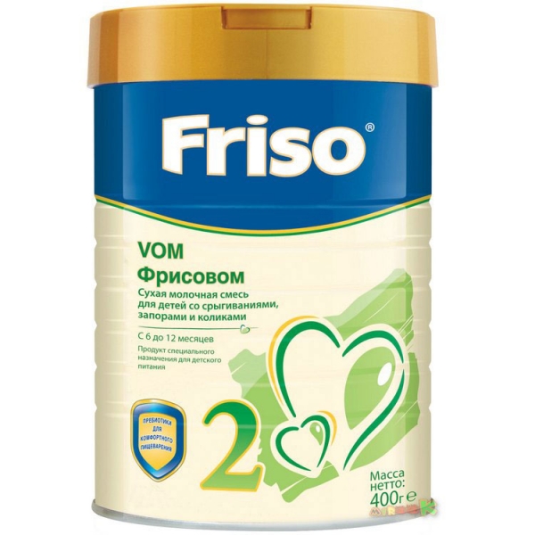 Молочная смесь Фрисовом 2 с пребиотиками 400 гр для детей от 6 до 12 мес., Friso®.