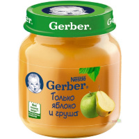 Пюре Gerber® яблоко и груша 130 гр., для детей с 5 мес.
