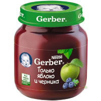 Пюре Gerber® яблоко и черника 130 гр., для детей с 5 мес.