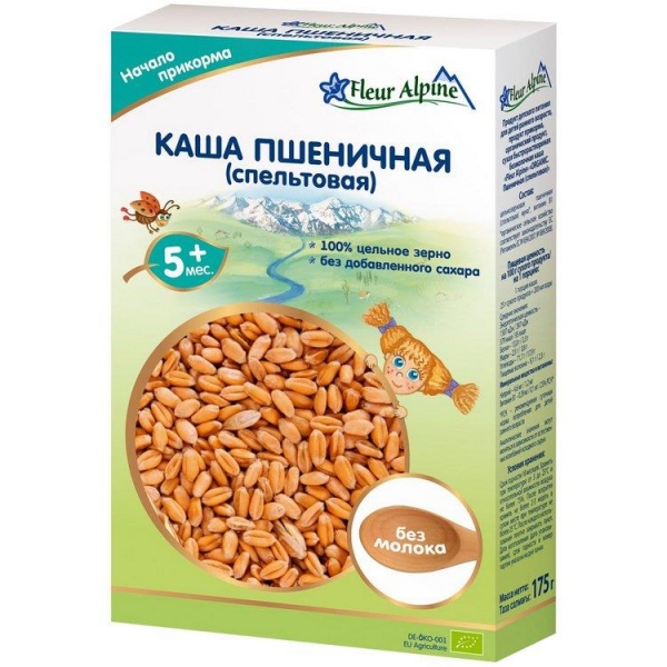 Каша Fleur Alpine Пшеничная (спельтовая) 175 гр. Organic для детей с 5 мес.