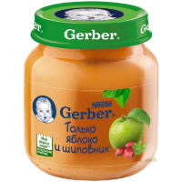 Пюре Gerber® яблоко и шиповник 130 гр., для детей с 5 мес.