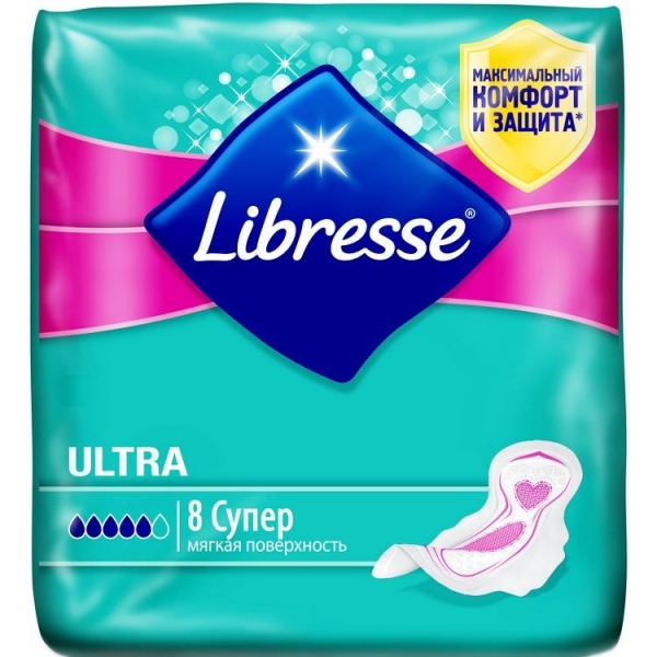 Гигиенические прокладки Libresse® Ultra Super DUO с мягкой поверхностью 8 шт.