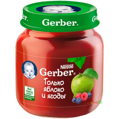 Пюре Gerber® яблоко с лесными ягодами 130 гр., для детей с 5 мес.