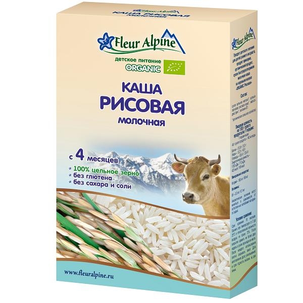 Каша молочная Fleur Alpine РИСОВАЯ 200 гр. Organic для детей с 4 мес.
